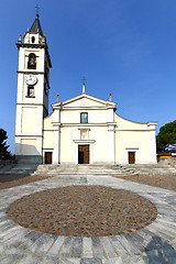 Image showing cadrezzate    the old   church  closed   tower sidewalk italy  l