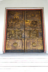 Image showing abstract  church door   italy  lombardy   column gold