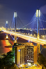 Image showing Ting Kau bridge at night