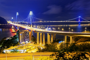 Image showing Ting Kau bridge at night