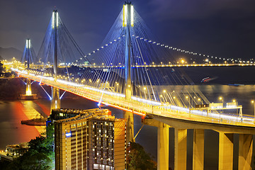 Image showing Ting Kau bridge at night