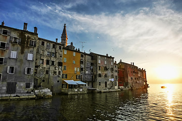 Image showing Buildings of Rovinj at sunset