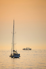 Image showing Boats sailing in sea