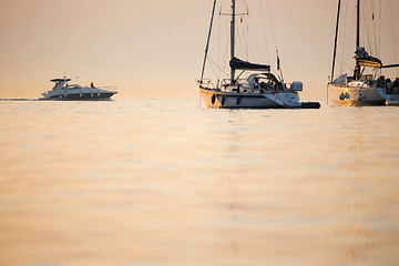 Image showing Boats sanchored in Adriatic sea