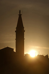 Image showing Saint Euphemia bell tower at sunset