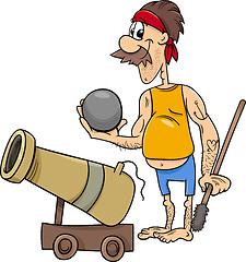 Image showing pirate with cannon cartoon illustration