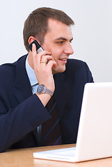 Image showing Businessman talking on the phone