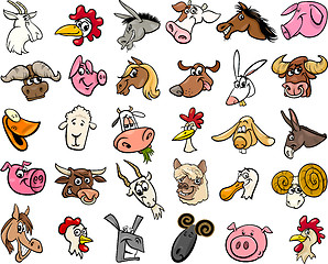 Image showing farm animals cartoon heads big set