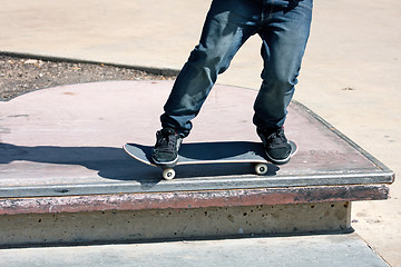 Image showing Skateboarders Feet Close Up