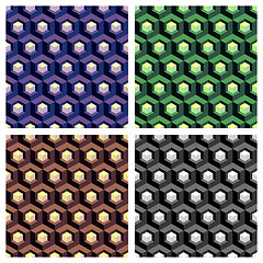 Image showing Abstract hexagon cell background composition, set of four. 