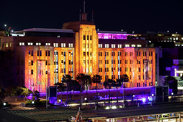 Image showing Vivid Sydney lights on Museum of Contemporary Art Building 