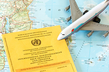 Image showing Vaccination card on a map