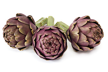 Image showing Three artichokes on white background