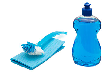 Image showing Blue dish washing tools