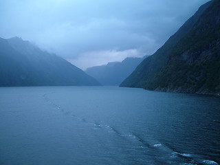 Image showing Dawn in Geirangerfjord