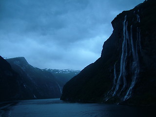 Image showing Seven Siters waterfall at dawn