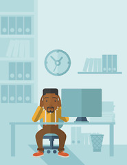 Image showing Overworked businessman is under stress.