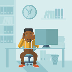 Image showing Overworked businessman is under stress.