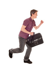 Image showing Man running with briefcase.