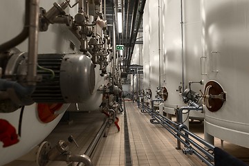 Image showing Large industrial white silos in modern factory