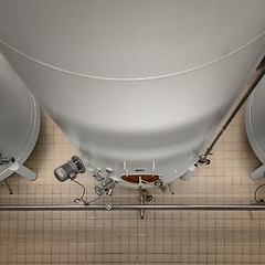 Image showing Large industrial white silos in modern factory