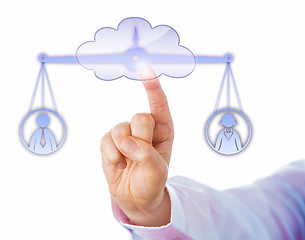 Image showing Balancing A Male And A Female Worker In The Cloud