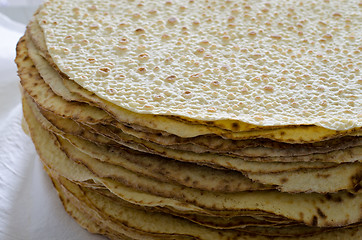 Image showing Stack of lefse - not yet prepared for serving