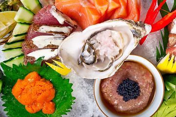 Image showing fresh sushi choice combination assortment selection 