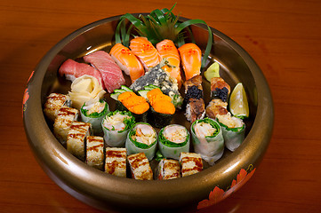 Image showing fresh sushi choice combination assortment selection 