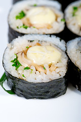 Image showing fresh sushi choice combination assortment selection 