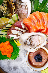 Image showing fresh sushi choice combination assortment selection 