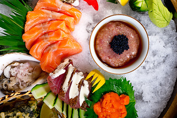 Image showing fresh sushi choice combination assortment selection 