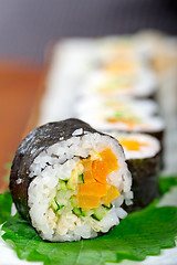 Image showing fresh sushi choice combination assortment selection 