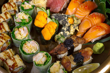 Image showing fresh sushi choice combination assortment selection 