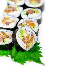 Image showing fresh sushi choice combination assortment selection 