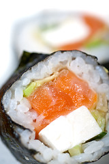 Image showing fresh sushi choice combination assortment selection 