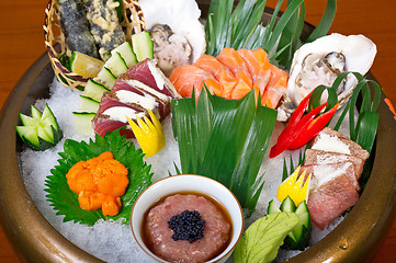 Image showing fresh sushi choice combination assortment selection 