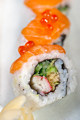 Image showing fresh sushi choice combination assortment selection 