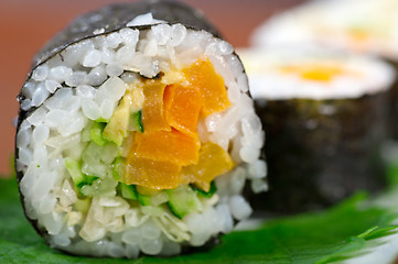 Image showing fresh sushi choice combination assortment selection 