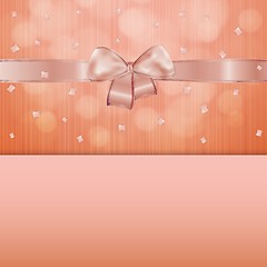 Image showing invitation card or gift with ribbon and confetti