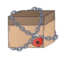 Image showing closed paper box with chain and lock