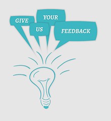 Image showing give us your feedback speech bubbles and bulb