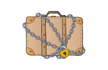 Image showing suitcase with chain and lock