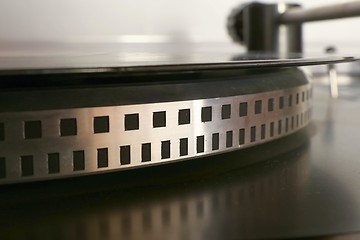 Image showing old gramophone turntable with disc