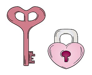 Image showing key and lock with heart shape