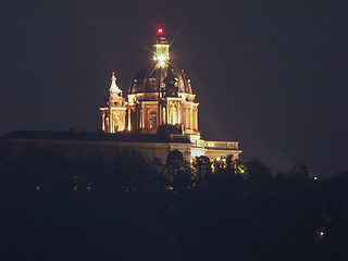 Image showing Basilica di Superga at night in Turin