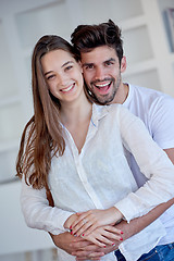 Image showing happy young romantic couple have fun arelax  relax at home