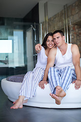 Image showing couple relax and have fun in bed