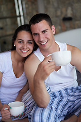 Image showing couple relax and have fun in bed