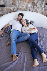 Image showing couple relax and have fun in bed